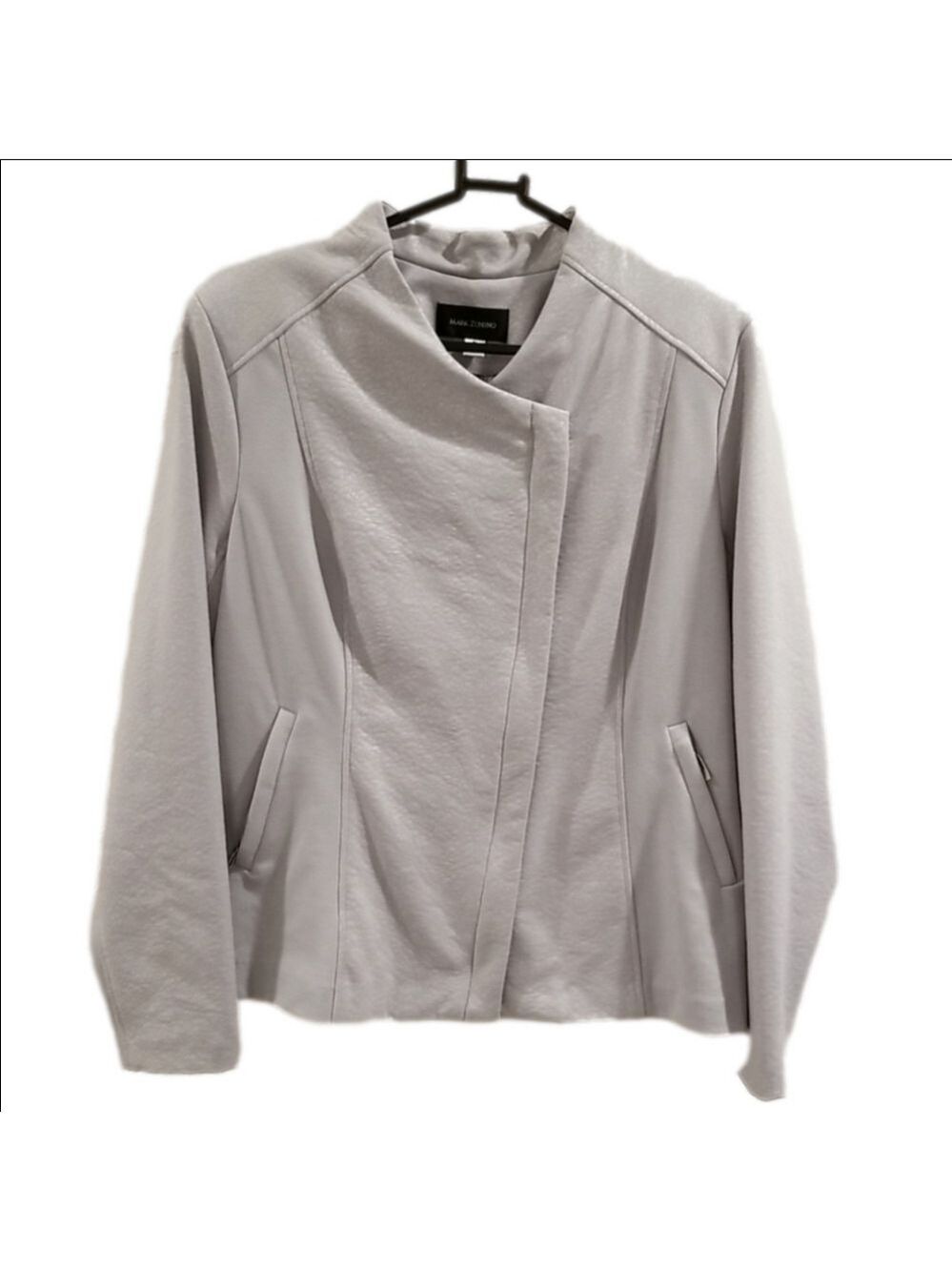 Mark Zunino moto  jacket ,size Medium ,Gray textured fabric. Polyester .